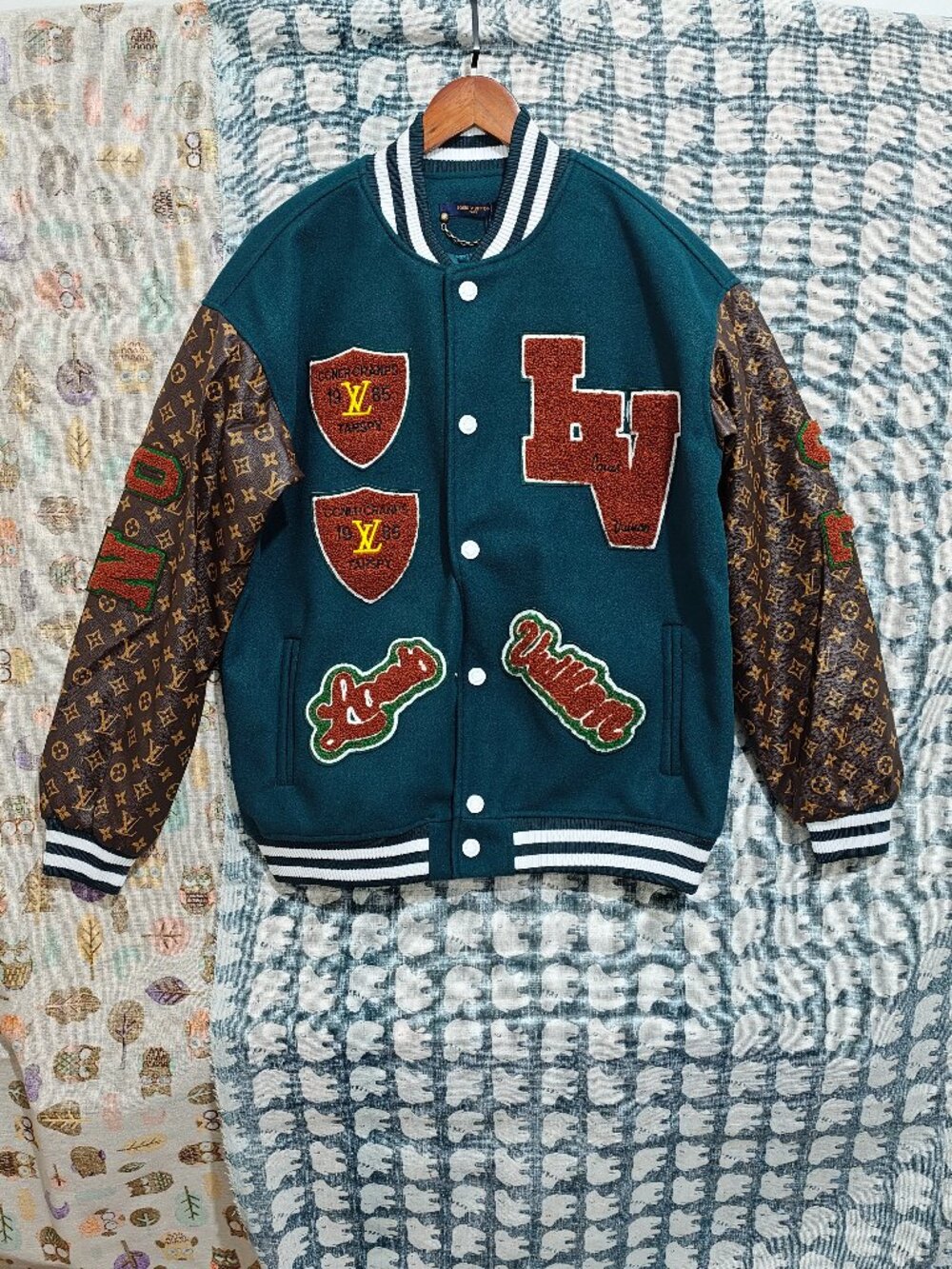 Louis Vuitton Teal Varsity Jacket Unisex US L